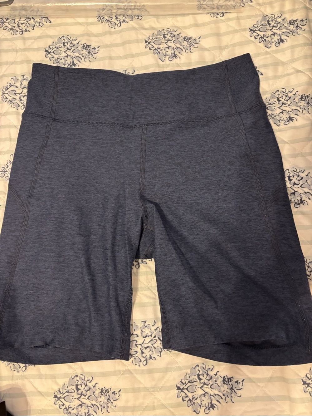 Outdoor Voices Heather Navy High-Rise Bike Shorts